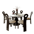 Middle Ancient Style Dining Table and Chair Combination Dining Chair Round Dining Table 3d model