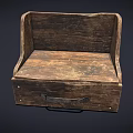 Vintage Wooden Storage Box With Aged Surface And Metal Handle