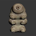 3D Rendered Tardigrade With Segmented Body Small Claws Light Brown On Dark Reflective Surface