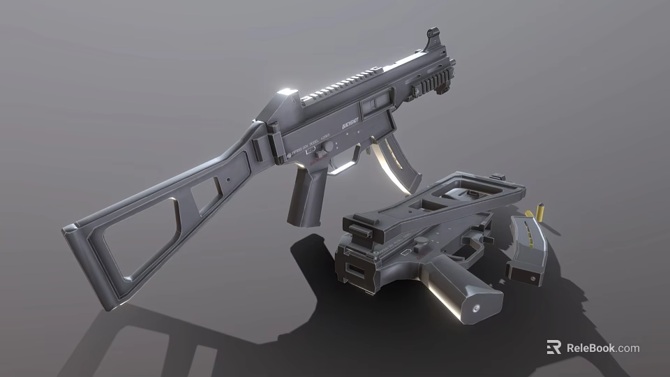 Modern Tactical Rifle With Black Metal Body Detachable Magazine And Adjustable Stock 3d model 