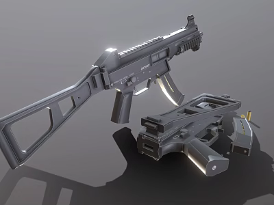 Modern Tactical Rifle With Black Metal Body Detachable Magazine And Adjustable Stock 3d model