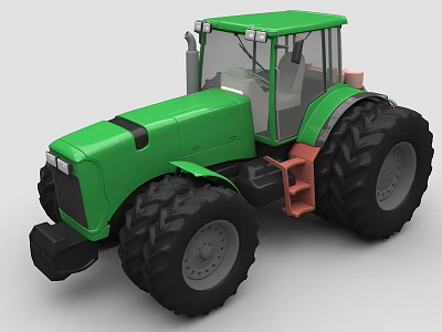 Green Tractor Vehicle With Large Black Tires And Transparent Cab Design 3d model