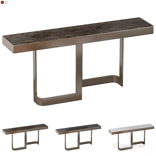 Elegant Luxury Bench Designs With Metal Frames And Marble Tabletop Options 3d model 