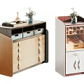 Modern Decorative Storage Cabinets With Drawers Glass Door And Decor Items