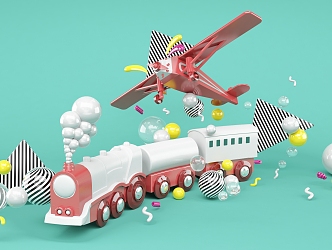 Creative Aircraft Train Enterprise Commercial 3d model