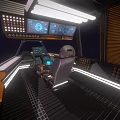 Futuristic Control Room Interior With Digital Screens Control Panels And Ergonomic Seat