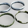 Artistic Decorative Rings Featuring Mountain City Skyline And Forest Landscapes