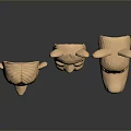 Three Detailed Animal Head Sculptures With Cat And Rabbit Ears Design