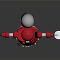 Red Hat Robot Character With Silver Body Arm Clamps Tool Belt And Small Bucket