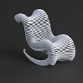 White Modern Outdoor Rocking Chair With Wavy Stripe Design And Unique Structure