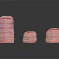 Pink Striped Design Household Storage Containers With Metal Accents And Various Sizes