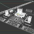Modern Office Buildings Architectural Design Featuring Central Plaza Green Areas And Roads