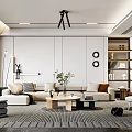Sleek Modern Living Room Interior With L shaped Sofa Wooden Coffee Table And Circular Decor