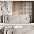 Elegant Modern Bedroom Accent Wall With Textured Stone And Wooden Perforated Panels
