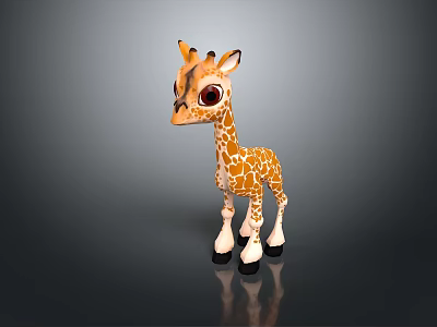 Cute Plush Giraffe Toy With Brown Spots Big Eyes White Legs And Black Hooves 3d model