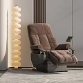 Brown Luxurious Massage Chair With Modern Design And Decorative Lamp In Interior