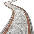 modern road stone brick road pavement 3d model