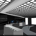 Design Innovation Exhibition Space With Modern White Display Counters And Lighting