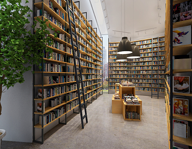 Modern Reading Room Bookstore 3d model