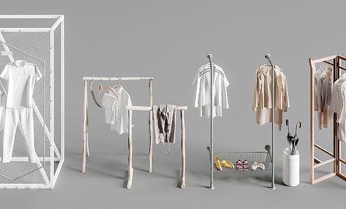 Modern Clothes Hanger Clothes Hanger Clothing Display Rack Log Clothes Hanger Art Clothes Hanger Display Rack Clothes Rack 3d model