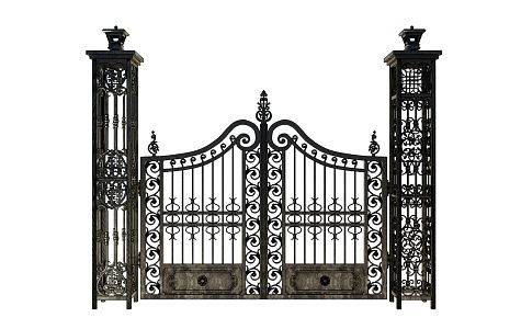 European gate classical wrIron door 3d model