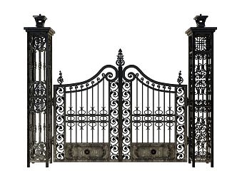 European gate classical wrIron door 3d model