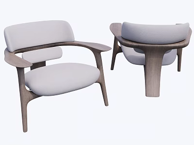 Elegant Modern Dining Chairs with Wooden Frame and Upholstered Seat Design 3d model