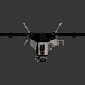 Modern Passenger Aircraft 3D Model With Sleek Black Body And Four Propellers Design