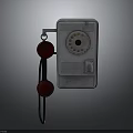 Vintage Classic Wall Mounted Telephone With Rotary Dial And Red Handset