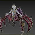 Fantasy Spider Hybrid Creature Humanoid Upper Body With Purple Red Legs Golden Ornate Details