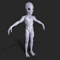 Alien 3D Game and Movie Character with Large Head Big Eyes and Thin Body