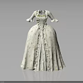Elegant Vintage White Dress With Short Sleeves Floral Pattern Ruffles And Full Skirt Design