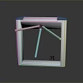 Stainless Steel Turnstile With Square Frame Black Top And Three Silver Bars