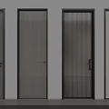 Modern Swing Doors With Dark Frames And Various Glass Textures 3d model