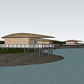 Modern Detached Villa With Curved Roof Overlooking Waterfront And Natural Greenery