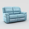 Stylish Blue Leather 3 Piece Sofa Set With Comfortable Seating And Modern Design 3d model