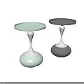Light Green and Dark Gray Side Tables with Gold Base and Round Top Modern Design