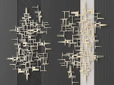 Modern Geometric Chandelier With Interlocking Metal Strips For Living Room Decor 3d model