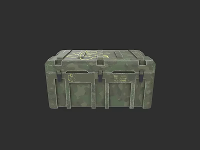 Weapon Storage Case Featuring Green Camouflage And Golden Logo Design 3d model