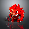 Fierce Red Fiery Haired Game Movie Character Holding Shield With 3D Design
