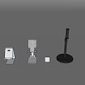 Various Household Items Including Desktop Stands And Small Bases In White Black Green