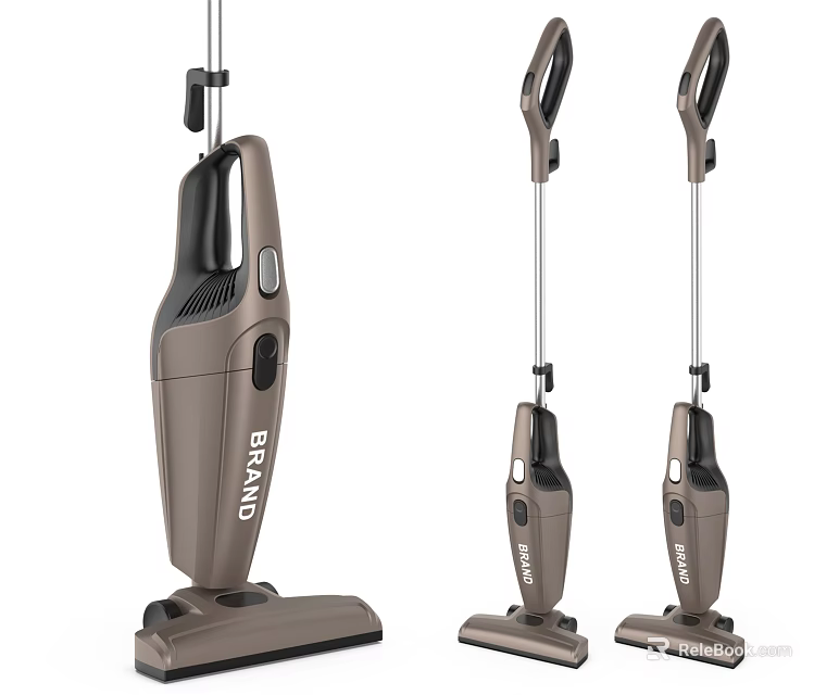 Three Modern Upright Vacuum Cleaners with Ergonomic Handle for Efficient Household Cleaning and Sleek Design 3d model 
