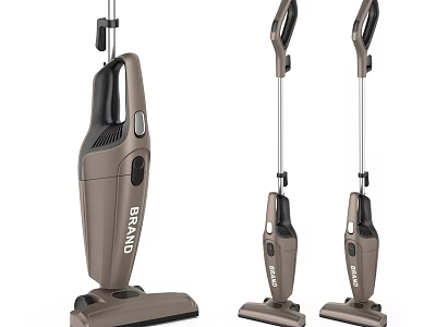 Three Modern Upright Vacuum Cleaners with Ergonomic Handle for Efficient Household Cleaning and Sleek Design 3d model