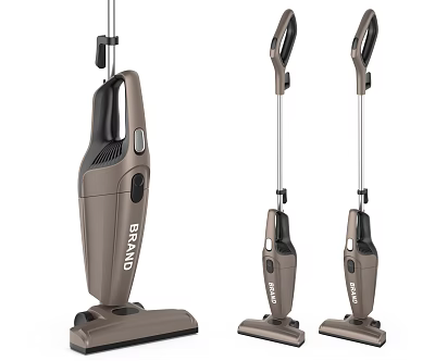 Three Modern Upright Vacuum Cleaners with Ergonomic Handle for Efficient Household Cleaning and Sleek Design 3d model