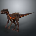 Realistic Dinosaur Character With Brown And Orange Stripes And Back Spikes Standing Pose