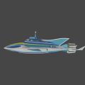 Sleek Blue Yellow Stingray Fighter Jet Model with Cockpit and Sleek Design Details