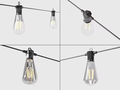 Transparent Glass LED Filament Bulb With Black Socket For Decorative Lighting 3d model