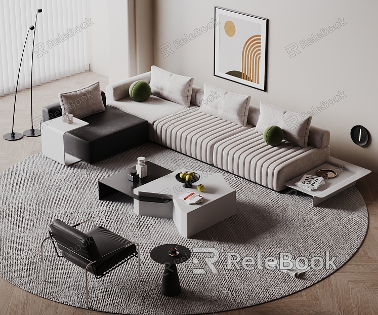 Modern sofa coffee table combination model