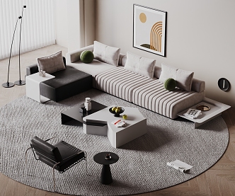 Modern sofa coffee table combination 3d model