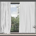 White Sheer Window Curtains For Home With View Of Trees And Buildings